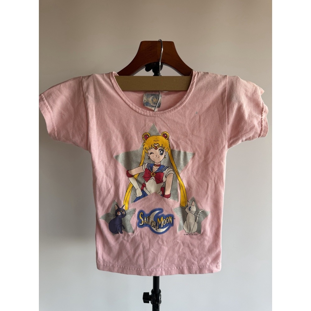 Vintage 92 Sailor Moon Toddler Sz 4/6 Pink Sailor Moon W Luna Graphic Top